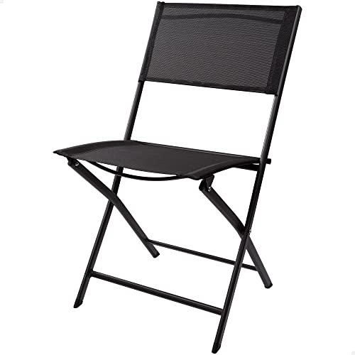 AKTIVE 61110 - Silla Plegable de jardín, Negra, Medidas 46 x 55 x 81 cm, Tejido Resistente de textileno, Peso máximo soportado 110 kg