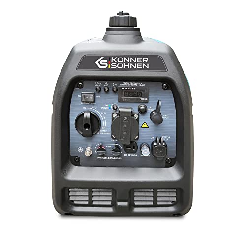 LPG/Benzin-Inverter-Generator KS 2100iG S von Könner & Söhnen. Stromerzeuger 2000 W, Schuko-Steckdose 230 V, 2 USB-Anschlüsse, LED-Anzeige, ECO-Modus, notstromaggregat EURO 5