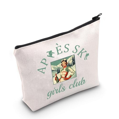 WCGXKO Winter Sports Ski Girl Zipper Makeup Bag Beige