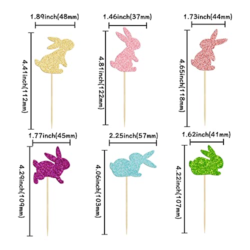 24Pcs Happy Easter Cupcake Toppers Glitter Cute Bunny Cake Decorations Bunny Rabbit Cupcake Picks For Easter Spring Theme Babyshower Kids Birthday Party Supplies #TOP1