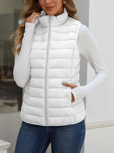 SMENG Women's Lightweight Quilted Puffer Vest Sleeveless Stand Collar Zip-Up Padded Outerwear Gilet3