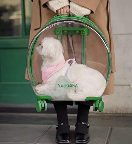 Vetreska Hard Cat Carrier With Stickers & 2 Mats, Freely Breathe Travel Dog Carrier, Airline Approved Outdoor Cat Crate, Cat Kennel Trolley Case Portable With Silent Wheel For Cats And Dogs #TOP4