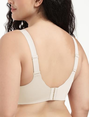 COMFELIE Women's Seamless Bra Wireless Full Coverage Padded No Underwire Comfort Wavy V Neck Bralettes with Support Almond M — view 5
