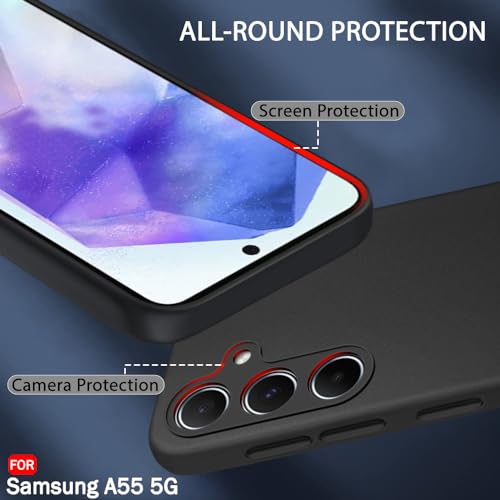 Image of TheGiftKart Sleek Back Cover Case for Samsung Galaxy A55 5G | Slim Fit Protective Design | Ultra Matte Finish | Camera Protection Bump | Soft Silicon Back Cover Case for Samsung A55 (Silicone, Black)