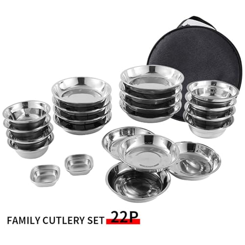 Ensemble d'ustensiles de camping 22 pièces comprenant assiettes et couverts de camping durables - 7