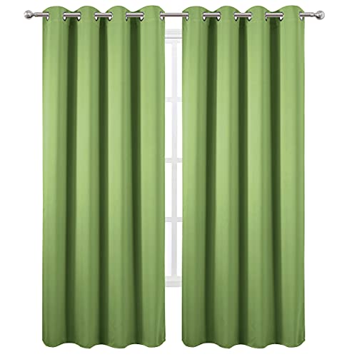 Image of LEMOMO Light Green Thermal Blackout Curtains /52 x 95 Inch /Set of 2 Panels Room Darkening Curtains for Bedroom
