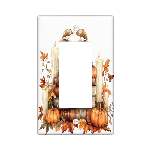 Placa decorativa para interruptor de luz de oveja otoñal, 1 banda, basculante individual, libro de velas de otoño, placa frontal eléctrica para cocina, baño, decoración de cubierta de interruptor de