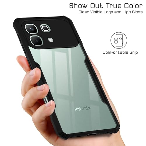 Image of Jkobi Hybrid Back Cover Case for Infinix Note 60 5G (Shockproof with Polycarbonate Clear Panel | Professional Black)