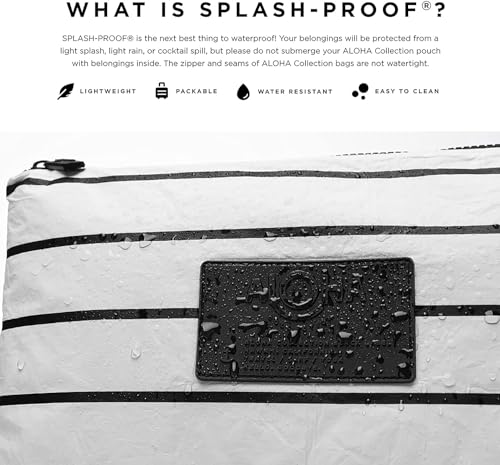 Image of ALOHA Collection Mid Pouch, Lightweight, Packable, & Splash-Proof Pouch for Travel, Makeup, Toiletries, Organization, Gym, Pool & Beach. Easy to Clean Material. (11 inch x 8.5 inch)