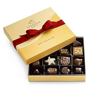 Godiva Chocolatier Chocolate Valentine’s Gift Box with Red Ribbon – 19 Piece Assorted Milk, White and Dark Chocolate…
