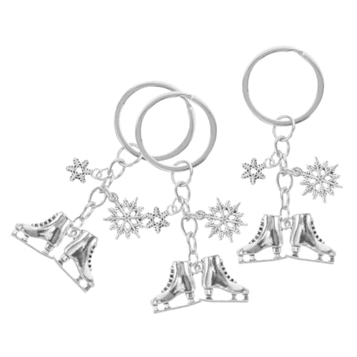 SAFIGLE 3 Piezas patín llavero decoración de patines de hielo llavero de esquí llavero de invierno llavero de zapato patines zapatos llavero adorno de mochila Aleación de zinc Silver