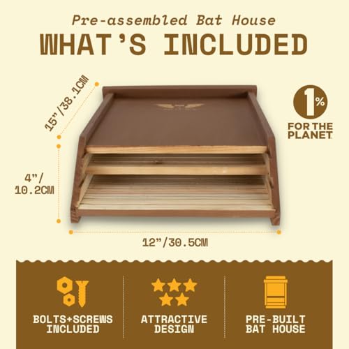 Image of BIGBATBOX Bat House for Outdoors - Large 2 Chamber, Brown Cedar, Holds 75
