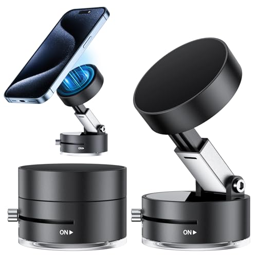 ALIANSHENG 2025 New Vacuum Magnetic Suction Phone Holder, Magnetic Suction Phone Mount, Foldable and Retractable Double-Sided Phone Holder, Adjustable Strong Car Mount (Black)