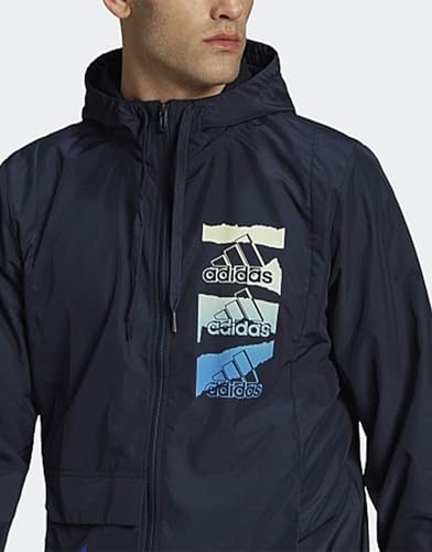 Adidas Men's Essentials BrandLove Woven Windbreaker, Legend Ink3