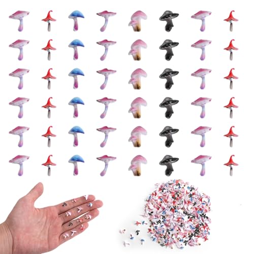 240pcs Mini Garden Mushroom Decor,Miniatures Tiny Mushroom Resin Things for Crafts Garden Micro Landscaping Decorations