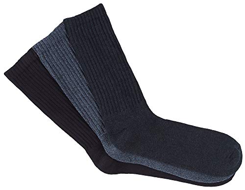 DOCKERS Men's 3 Pairs Enhanced and Soft Feel Cushion Crew Socks, Navy Assorted, Shoe Size: 6-12