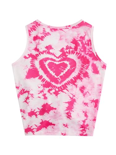 SOLY HUX Girl's Tie Dye Heart Butterfly Print Tank Top Tie Front Sleeveless Summer T Shirt2