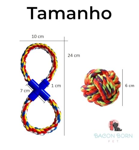 Kit 5 Brinquedos P/Cachorro Mordedor Pet Puxador Bola Corda (Fêmea)