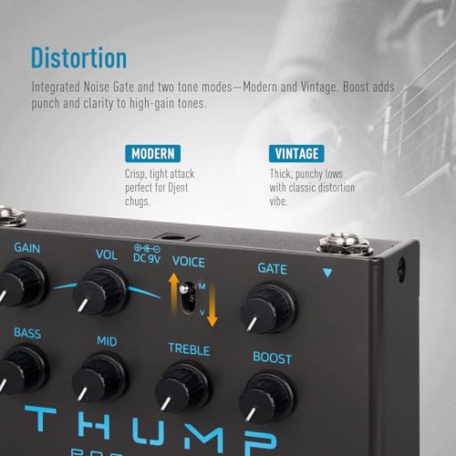 Image of SONICAKE QDS-09 Thump High-Gain Distortion Pedal, Built-in Independent Boost & Noise Gate Guitar Bass Effects Pedal, 2 Tone Modes, Pure Analog Circuit, True Bypass