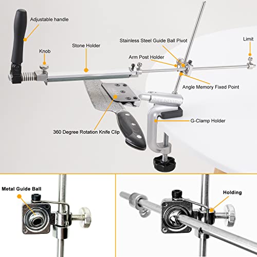 Ruixin Pro Rx-008 Kitchen Knife Sharpener System With 10 Whetstones, 360° Rotation Flip Design, Fixed Angle Stainless Steel Professional Chef Knife Sharpening Kit Fine Grinding Polishing Tool #TOP2