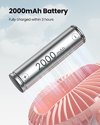 Gaiatop Portable Clip on Fan Battery Operated, Small Powerful USB Table Fan, 3 Speed Quiet Rechargeable Mini Desk Fan, 360° Rotate Personal Cooling Fan for Home Office Stroller Camping, Pink 4 41KD3cEtUNL