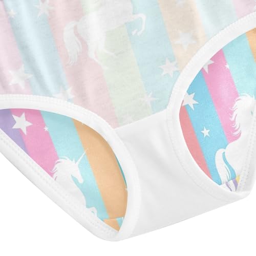 Unicorn White Stars Pastel Stripes Toddler Underwear Girls, Girls Panties, 2T–8 Years4