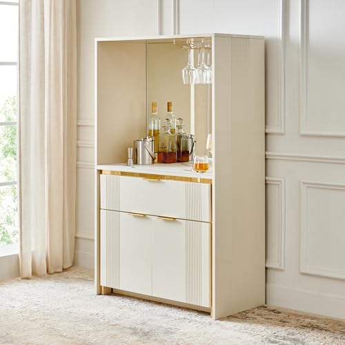 Home Centre Modern Radiance Bar Cabinet with Drawer - Cream