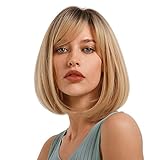 This hair replacement wig features 2 tone, natural change from black to blonde, this stylish design creates a very realistic wigs for women, feeling like your own hair. Natural simulation scalp design, breathable and elastic rose net cap, velvet lined ear tabs, add not only reality but also comfort and coolness when wearing it