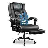 OFIKA Office Chair,Executive Heavy Duty Office Chair with Foot Rest Ergonomic High Back Computer Gaming Chairs Home Office 400lbs,Big and Tall with Lumbar Support (Black)