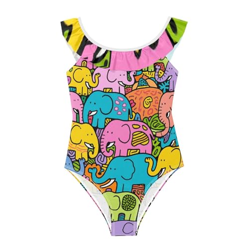 Traje de baño de elefantes para niñas SyXIOP bañador con volantes de verano