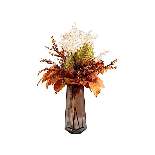 Planta Artificial Simulación De Lujo Ligero Floral Floral Jarrón De Vidrio Nordic Salón Mesa De Comedor Flores Falsas Ramo De Flores Secas Decoración Adornos Árbol Artificial De Interior