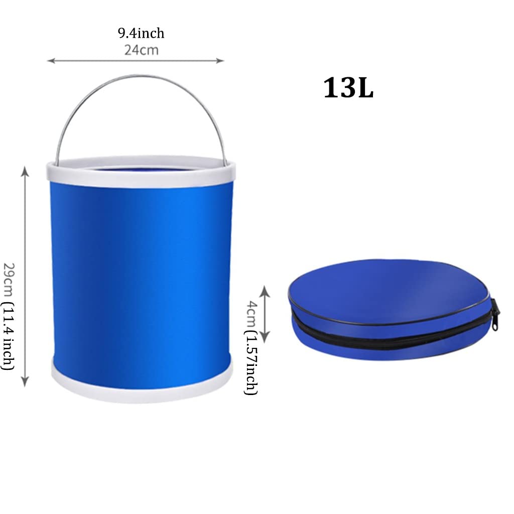 Faltbarer Eimer Strand Putzeimer Mit Griff, Zusammenklappbares Waschbecken Camping, Pop-Up-Eimer Mit Wasserdichtem, Mit Handtuch, Schwamm, Aufbewahrungstasche (Size : 13L)