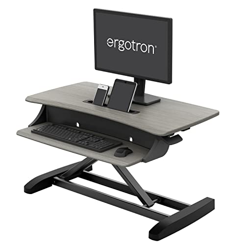 Ergotron – WorkFit-Z Mini Small Standing Desk Converter, Laptop Sit Stand Desk Riser for Tabletops and Home Office – 31 Inch Width, Grey Woodgrain