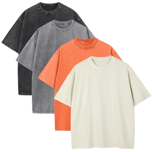 KEEPSHOWING Mens Oversized T Shirts Acid Wash T Shirt Loose