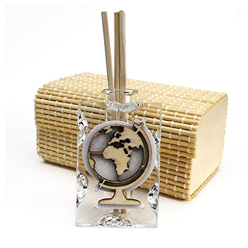 DLM 32903 (Kit 12 Pezzi) Profumatore in Vetro Mondo Mappamondo Viaggi Travel con Scatolina in bambù Diffusore Ambienti bomboniera