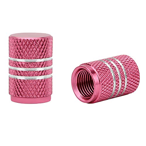 Senzeal 5x Aluminum Alloy Car Tire Valve Stem Caps Round Style Air Covers Pink - Thumbnail 3