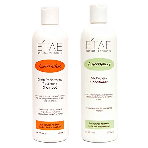 Etae Natural Products Carmelux Shampoo Conditioner Protein Treatment for Relaxed and Color Treated Hair Combo Kit Bundle (1 Shampoo 1 Conditioner)