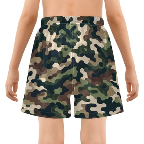 Boy Swim Trunks with Compression Liner Traditional Camo Pattern Boys Swim Shorts Quick Dry Beach Shorts3