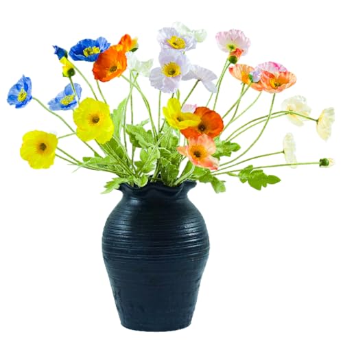 Kabcxci Artificial Poppy Flowers,8 Pcs Fake Silk Flowers for Home Decor,Spring Decor,Easter Flowers,Wedding,Party Decoration and Table Centerpiece Arrangement,Bendable Stems(Mixed Colors)