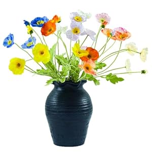 Artificial Poppy Flowers,8 Pcs Fake Silk Flowers for Home Decor,Wedding,Party Decoration, and Table Centerpiece Arrangement,Bendable Stems （Mixed Colors）