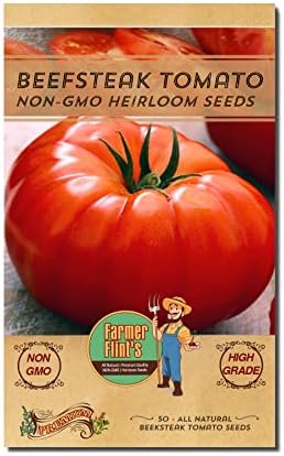 Beefsteak Tomato Seeds - All Natural/Non-GMO Heirloom Beefsteak Tomato Seeds - Pack of 50 Open Pollinated Vegetable Seeds for Planting Home Garden - Growing Instructions Included