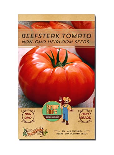 Beefsteak Tomato Seeds - All Natural/Non-GMO Heirloom Beefsteak Tomato Seeds - Pack of 50 Open Pollinated Vegetable Seeds for Planting Home Garden - Growing Instructions Included