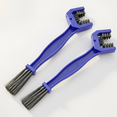 Image of 2 Pieces Bike Chain Cleaner Brush | Soft & Long Bristles | Multi-Purpose Chain Cleaning Tool for Quick Cleaning of Motorcycles & Cycles | Durable, Reusable 3-Sided Chain Brush for All Bikes