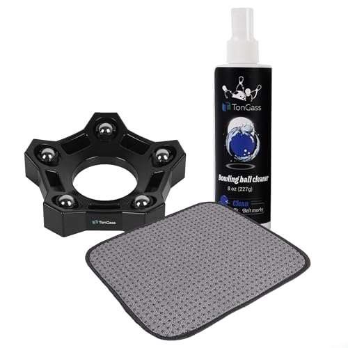 TonGass 3-in-1 Bowling Basics Accessories Kit Microfiber Bowling Ball Towel Kit Bowlings Rotating Ball Cup Set Bowlings Cleaner Spray Set