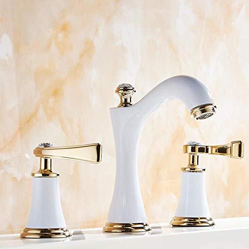 Robinet de lavabo 3 trous laiton blanc : fini les réglages difficiles