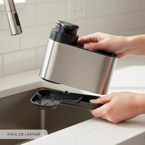 Miniatura 5 de Erreke Dispensador Jabon Cocina, Dosificador Jabón Cocina, Acero Inoxidable Ss410 Antihuellas Larga Duración, Para Líquido Lavavajillas, Dosificador Resistente, Color Plateado