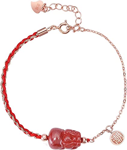 Amulette Piyao de richesse en jade rouge et perles de cinabre au quotidien