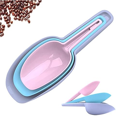 3 in 1Ice Scoop Set, Multi Purpose Plastic Kitchen Scoops Canisters, Ice Scooper for Freezer, Rice, Canisters, Flour, Dry Foods, Candy, Pop Corn, Coffee Beans and Pet Food Cover