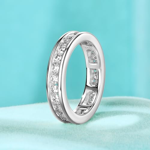 3mm Full Moissanite Wedding Band Eternity Ring 1.5cttw D Color 925 Sterling Silver Channel Setting Stackable Anniversary Ring for Women Birthday Jewelry4