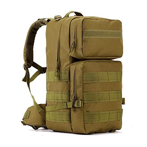 Greenpromise tactique 55L Sac à dos résistant à l'eau militaire Armée Sac à dos Trekking Sac à dos Molle Camping Sac à dos de randonnée Sacs, Wolf Brown, 33cm x 25cm x 58cm